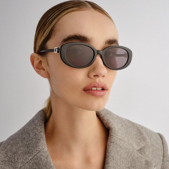 NEW GUCCI GG1684SA 001 SUNGLASSES WOMEN BLACK OVAL EYEWEAR GUCCI
